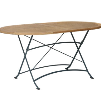 Table ovale pliante en Fer Forgé et Teck - Juburi