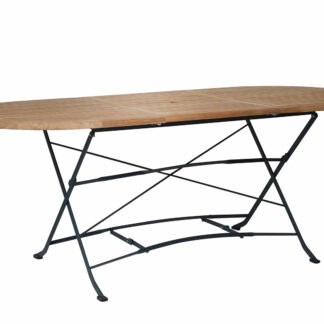 Table ovale basculante à rallonge en Fer Forgé et Acacia – Yasur