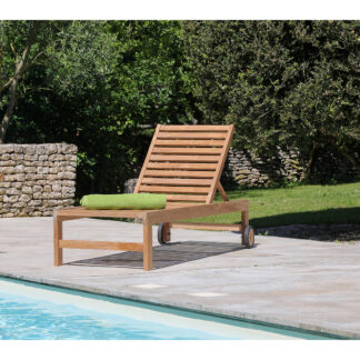 Bain de soleil en Teck Nassayah avec coussins Sunbrella® Premium