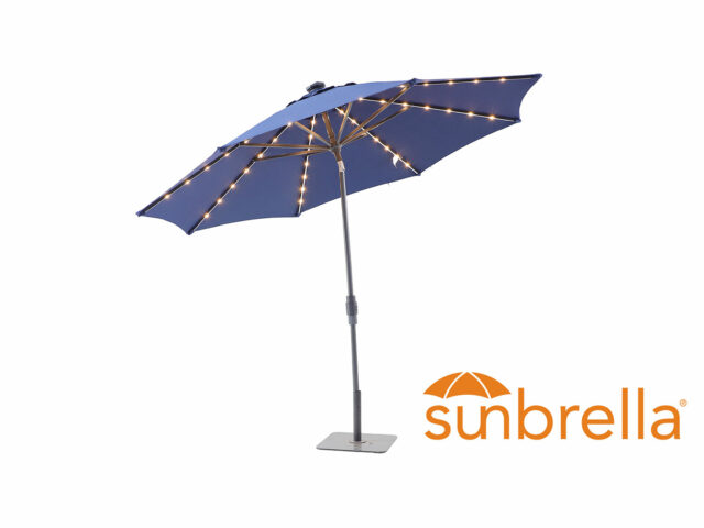 Le Parasol rond inclinable LED - Stella - 3M LED et manivelle pour inclinaison et ouverture est équipé d’une toile acrylique teintée masse Sunbrella® déperlante et anti-tâches, permet de vous protéger efficacement des rayons UV avec un indice de protection maximum : UPF +50.