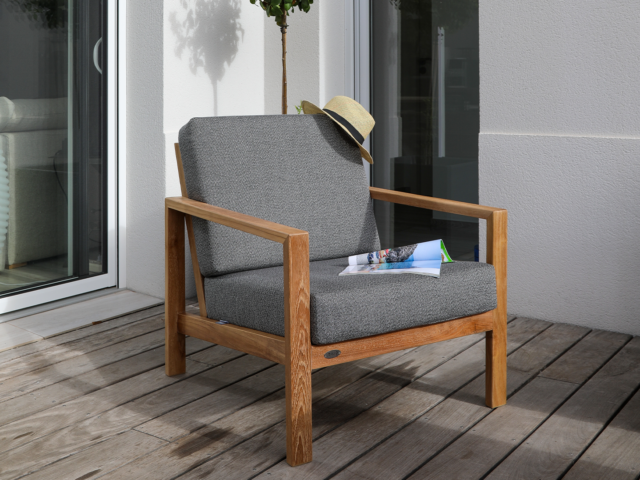 JARDITECK: Fauteuil bas en Teck avec coussin Sunbrella® Divano Premium