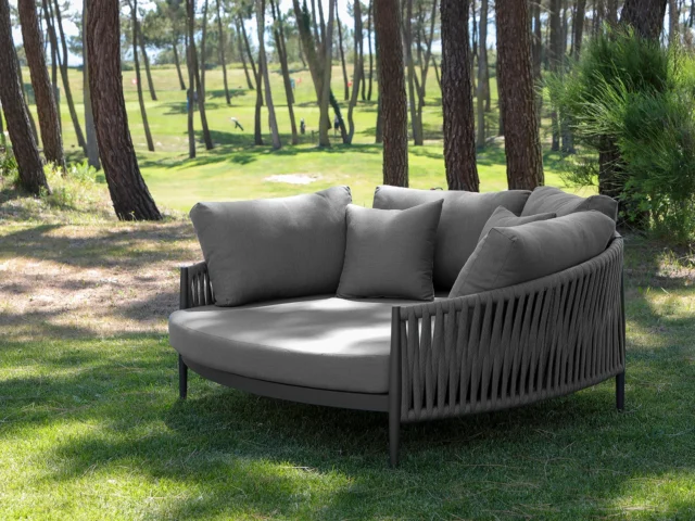 Daybed canapé bas en aluminium et toile acrylique Sunbrella