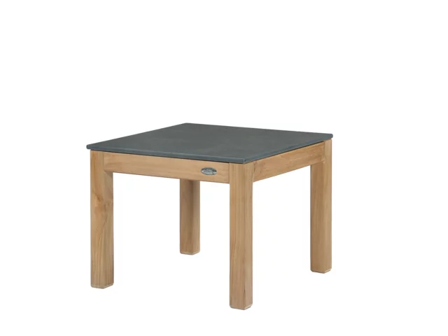 Cette image représente la Table fixe en Teck carrée avec plateau HPL Tivoli