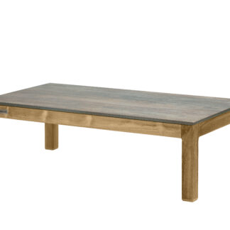 Cette image représente la table basse MU-401BT Teck et plateau HPL bois pétrifié TIVOLI