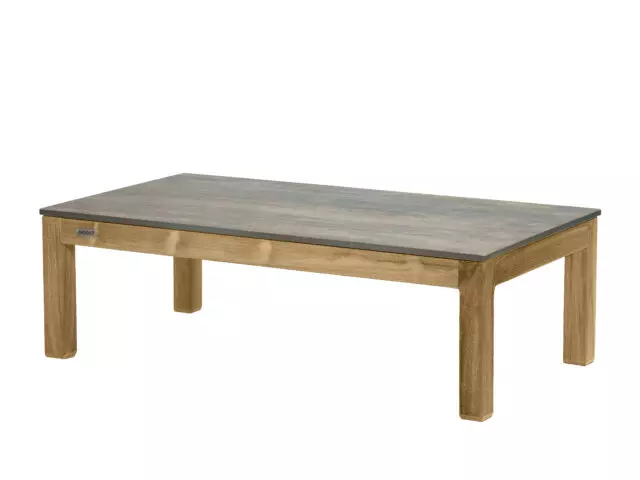 JARDITECK: Table fixe en Teck rectangulaire avec plateau HPL Tivoli