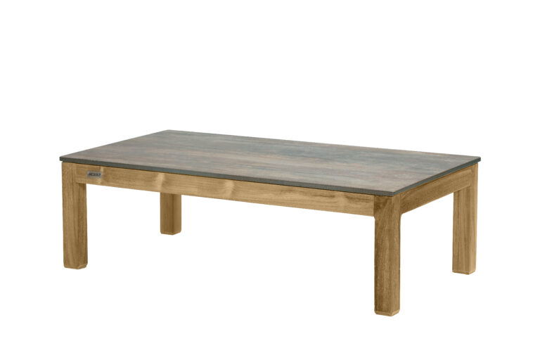 Cette image représente la table basse MU-401BT Teck et plateau HPL bois pétrifié TIVOLI